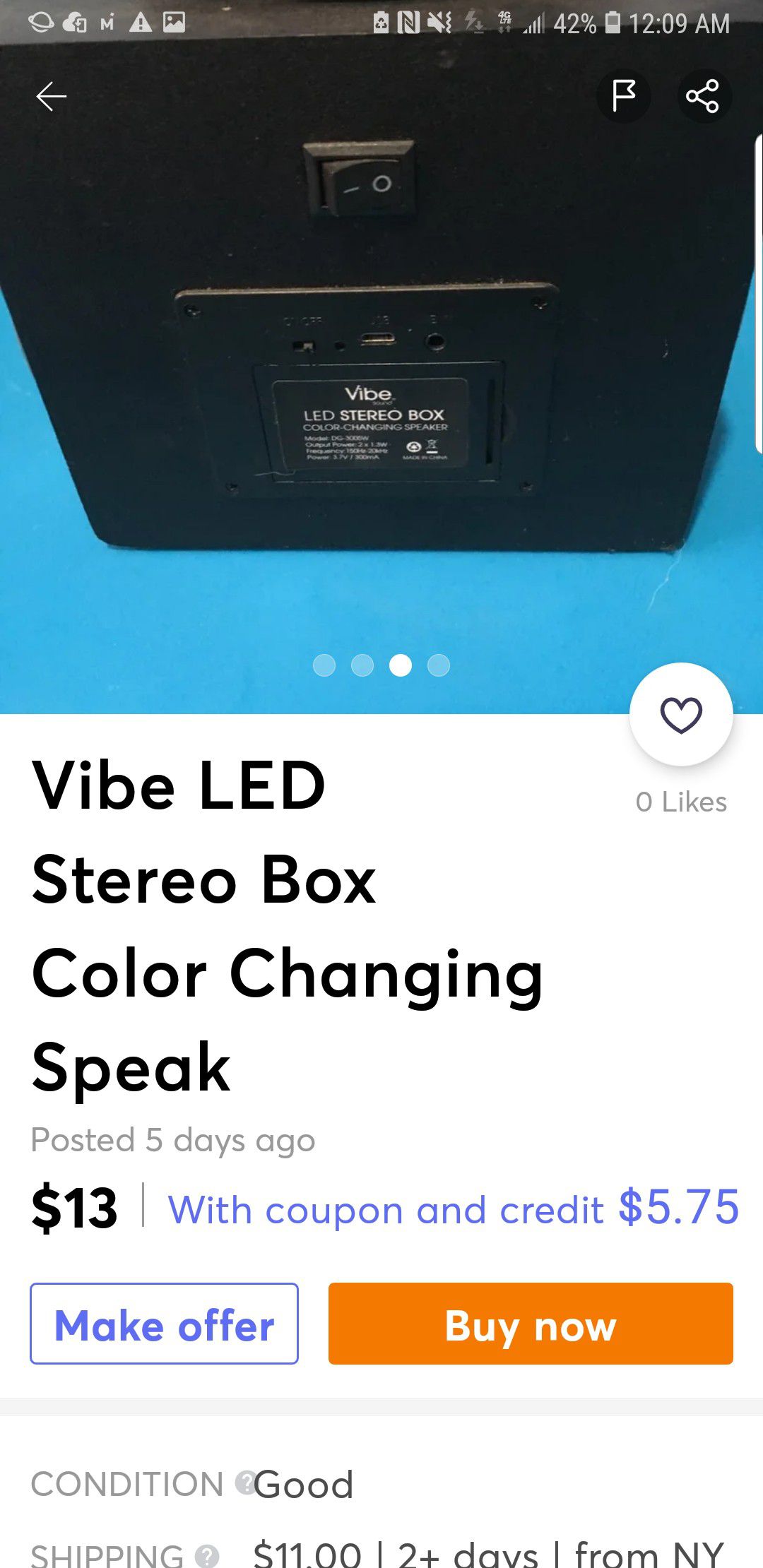 Vibe LED Changing/Dancing Lights to Music Speaker