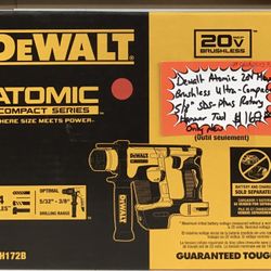Dewalt Atomic 20V Max Brushless Ultra-Compact 5/8” SDS-Plus Rotary Hammer Tool Only New 