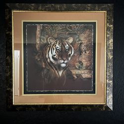 Home Interiors Bengal Tiger Picture Black gold Frame 