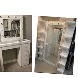 Vanity Set With Full Body Mirror And Shelfs 