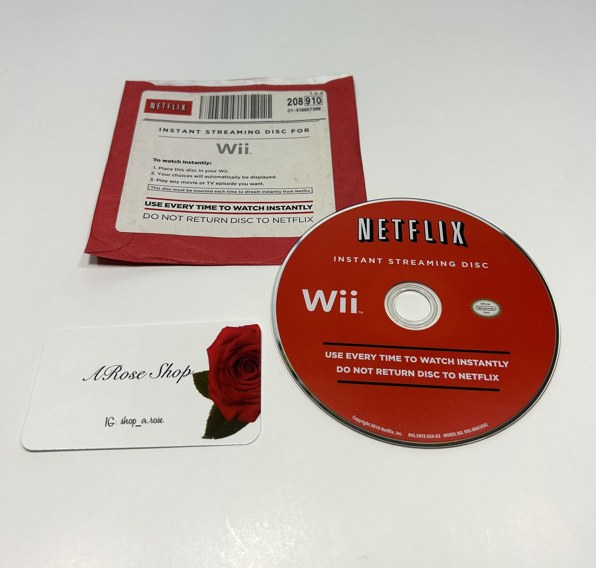 Nintendo Wii Netflix Instant Streaming Disc With Original Paper Sleeve