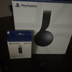 Playstation Five Headset 3-D And It Comes With An Extra Adapter Usb