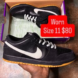 Size 11 “Black White Gum” Nike SB Dunk Low