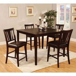 Brand New Espresso 5pc Counter Height Dining Table Set 