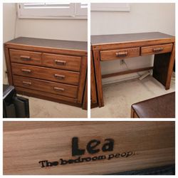 Lea Furniture Wood Dresser and Desk Set