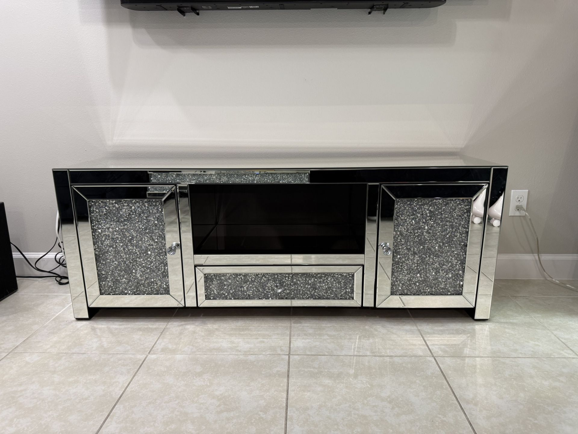 Crystal Mirrored Tv Stand