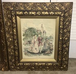Large antique picture in a beautiful gold toned frame