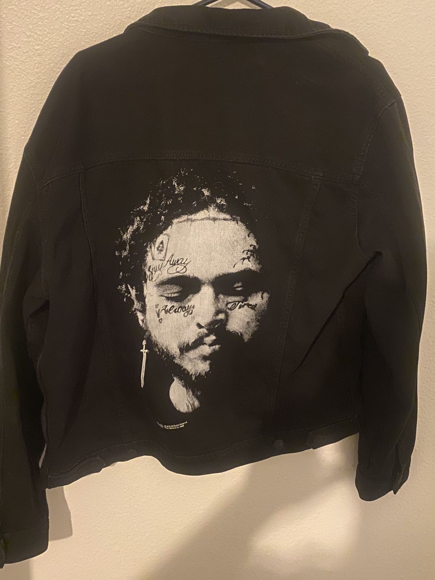 Post Malone Mens Womens Tour Large Black Jean Jacket Merch Posty Co H&M