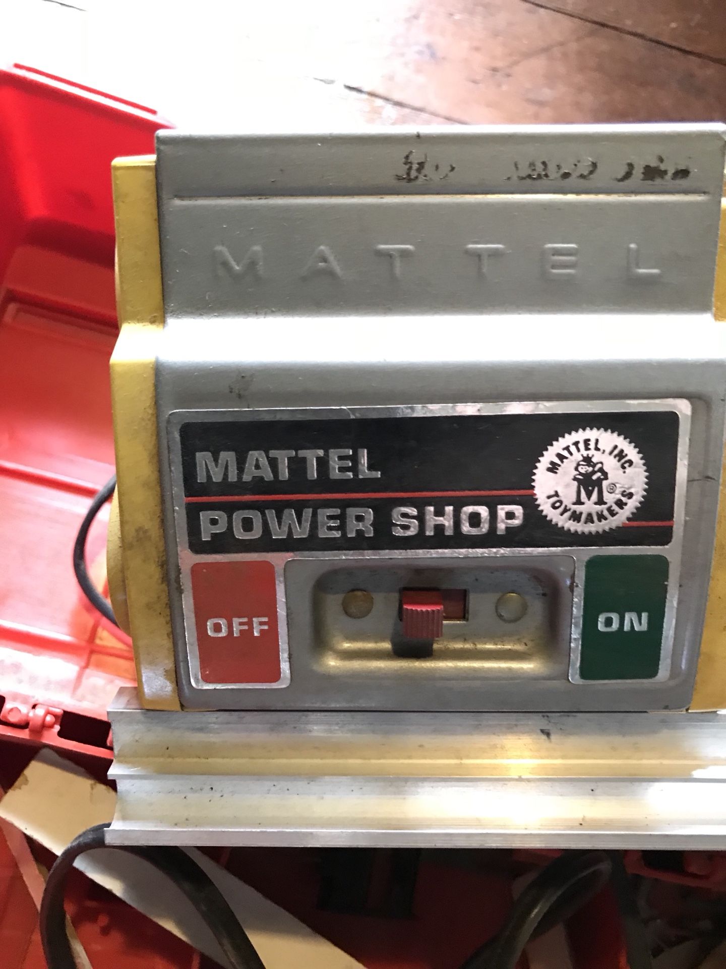 Mattel Power Shop child toy - working wood lathe. 1965 vintage toy