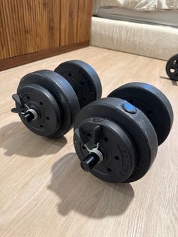 Adjustable Dumbbell Set – 40 LB Plates + Handles