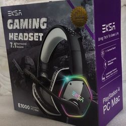 Gaming Headset USB Wired Noise Cancelling RGB Light Surround Sound