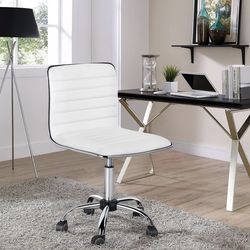 Adjustable height office chair / white office chair / pu leather desk chair / swivel desk chair