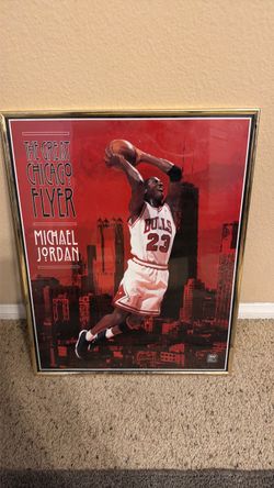 Vintage 1990 Michael Jordan "The Great Chicago Flyer" Framed Poster