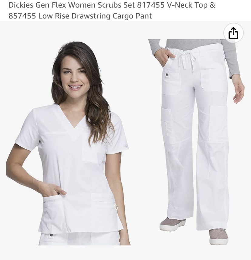 Scrubs - 3 Pair Women’s New White Dickies GenFlex Scrub Sets. Still In Package