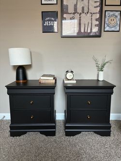 Elegant Black Nightstand Set | Beautifully Refinished