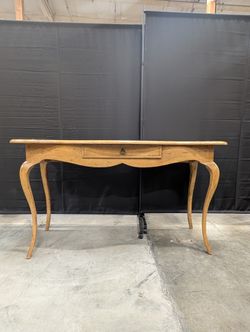Distressed Wood Minton-Spidell Console Table with Cabriole Legs and Single Drawer