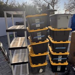 Storage Bin And White Storage Rack 