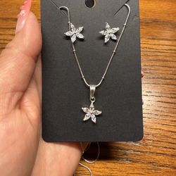 925 Silver Necklace And Earrings 