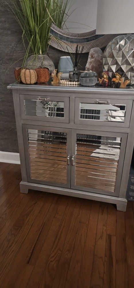 Silver Console Cabinet 