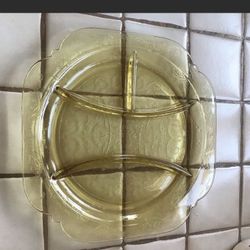 Smoked/Tinted Glass Serving Platter - Yellow Tint