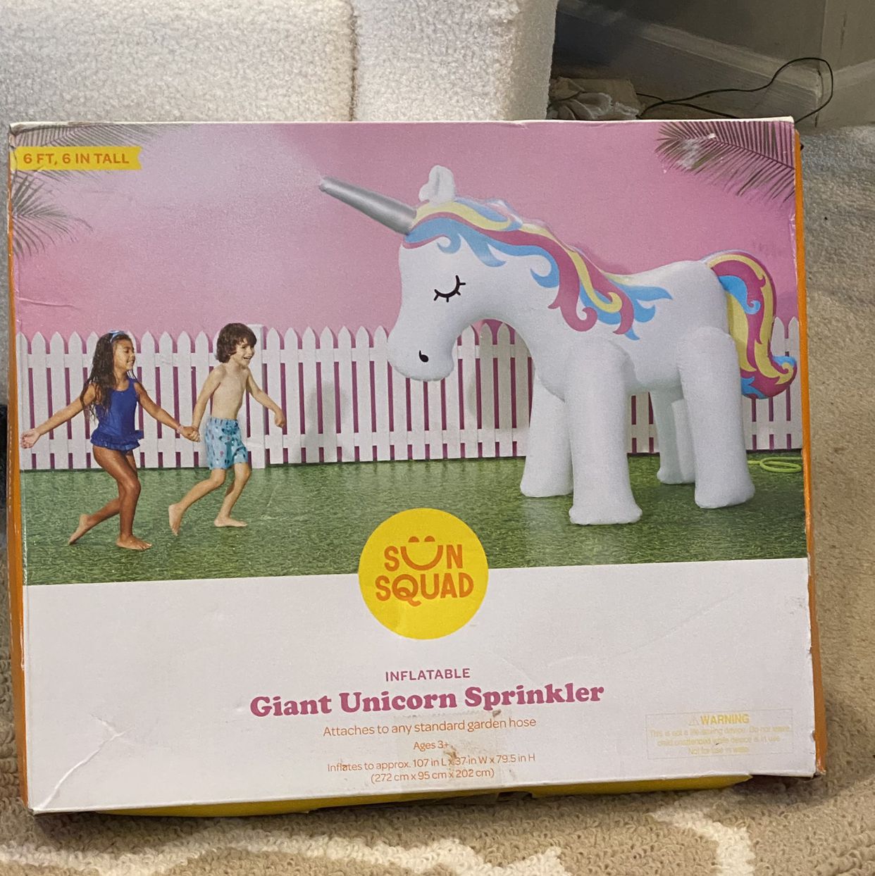 NEW - 6ft 6in Giant Inflatable Unicorn Sprinkler