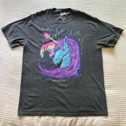wizard of barge 100% fantasy charcoal and pastels unicorn tee / sz xl