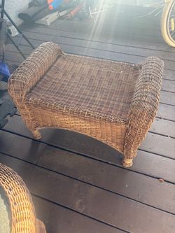 Wicker Rattan Ottoman Footstool
