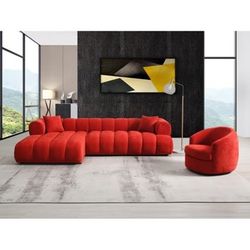 RETRO RED SECTIONAL SOFA CHAISE TRENDING SILLON SECCIONAL ROJO