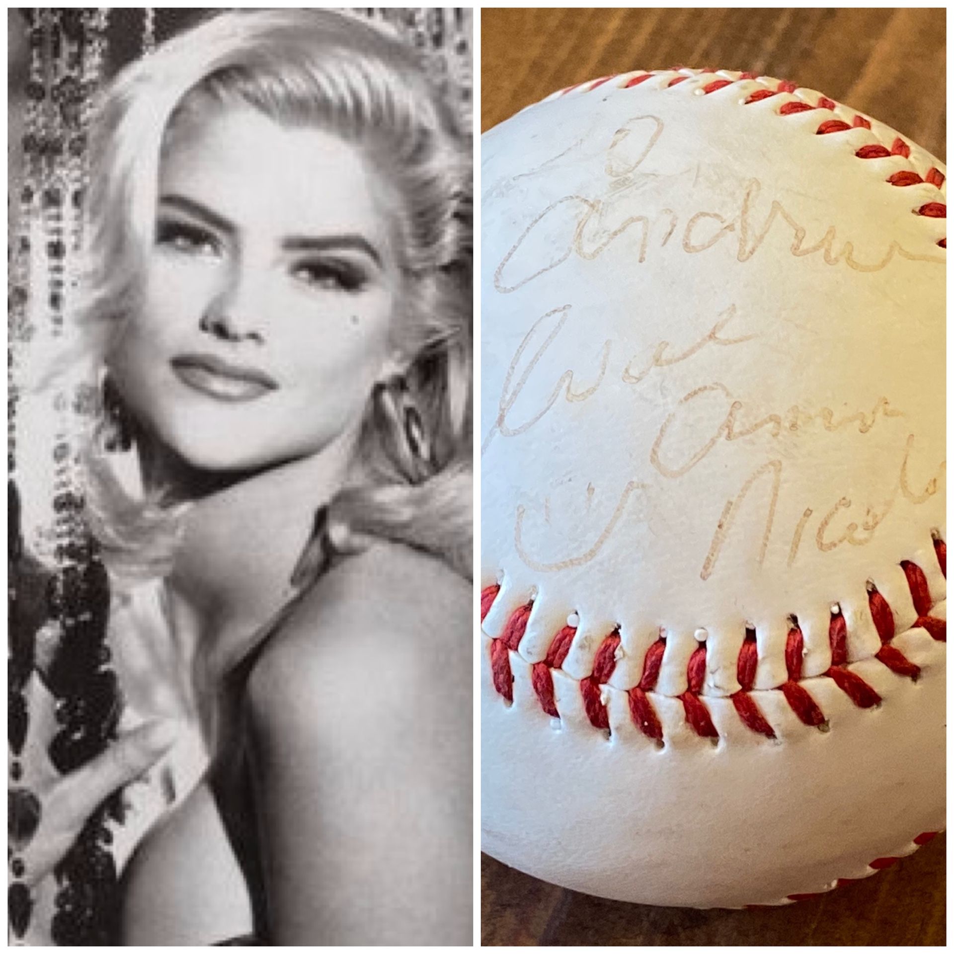 Super Rare Anna Nicole Smith Signed Florida Marlins Baseball