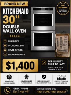 Kitchen aid 30” Double Wall Oven