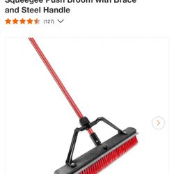 Libman 24 in. Heavy-Duty Multi-Surface Squeegee Push Broom with Brace and Steel Handle