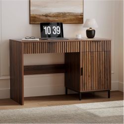 Walnut Wood Writing Desk with Storage Cabinet