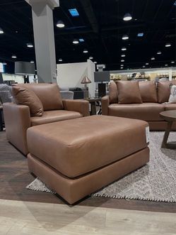 Faux Leather Ottoman