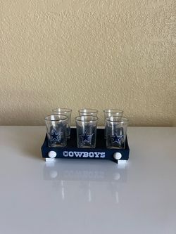 Cowboys shot glasses w/tray set