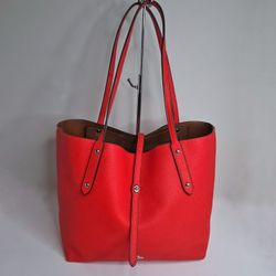 Coach Pebbled Market Tote Coral Red