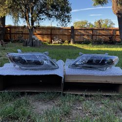 pair headlights for 2007-2009 toyota camry black amber headlamps