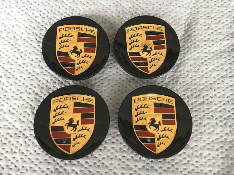 Black Porsche Center Caps 77mm 3 Inch Diameter