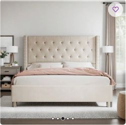 Queen size tufted bed fram