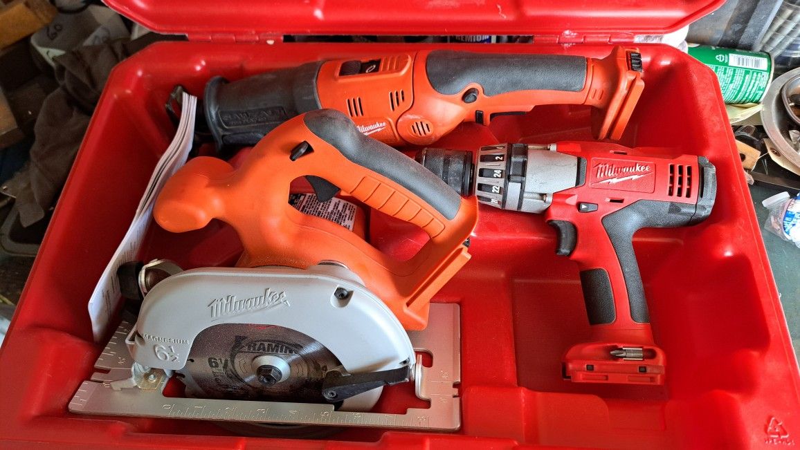 Milwaukee 18v,  3 Tool Set, Lightly Used