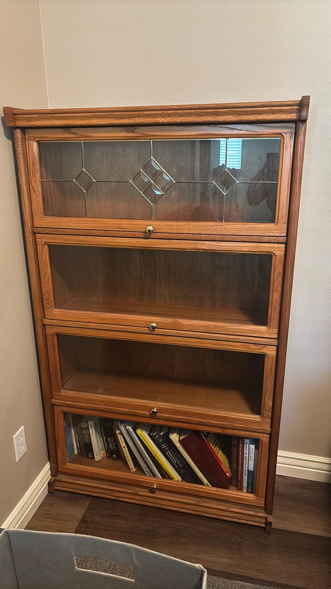 Antique Wood Curio Cabinet Set Of Two