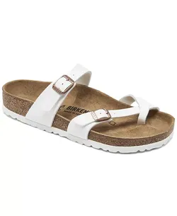 Birkenstock Womens Mayari Birko-Flor White Sandals 9 Made In Germany Finish Line