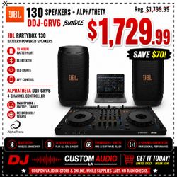 Pioneer DJ DDJ-GRV6 4-Channel Controller Rekordbox Serato Mixer JBL PartyBox 130 15-Hour Battery Powered Speakers Package 🚨 Payment Options Available