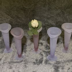 Vintage Hand Blown Satin Frosted Amethyst Vase