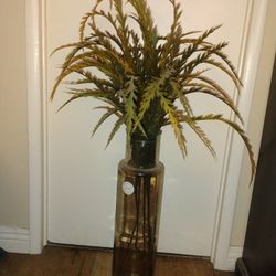 Tall Vase with Artificial Plant Stems
