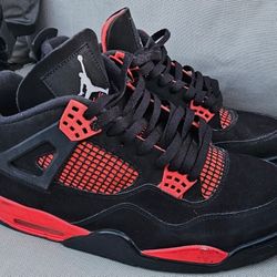 Air Jordan 4 Retro "Red Thunder" Sneakers. Men's Size 12