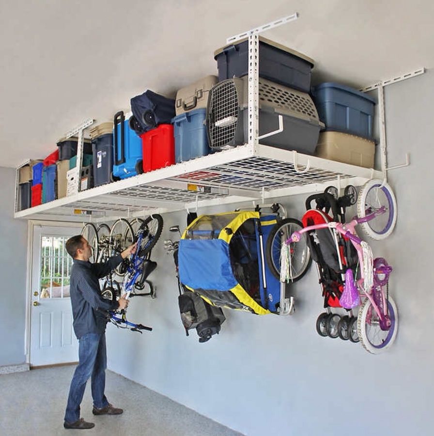 SafeRacks Overhead Garage Storage Combo Kit, Two 4 ft. x 8 ft. Racks, 18-piece Deluxe Hook Accessory Pack