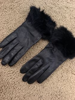 Black leather gloves