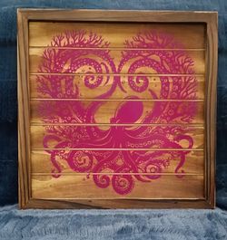 🐙💜 Wooden Octopus Heart Wall Art 💜🐙