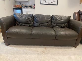 Dark Brown Leather 3-Seat Sofa