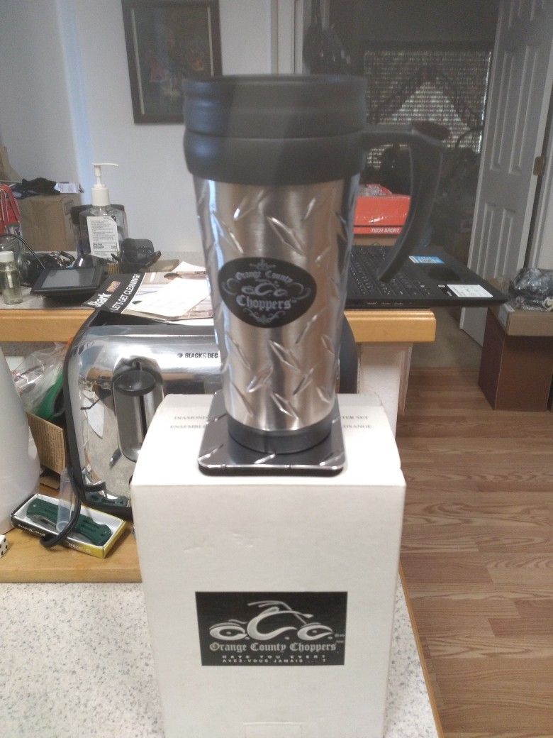 Occ Diamond Plate Stafinless Steel Mug & Coaster Set New